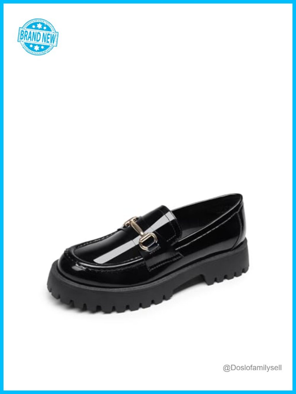 Platform Chunky Loafers Faux Leather Slip-On with Arch Support